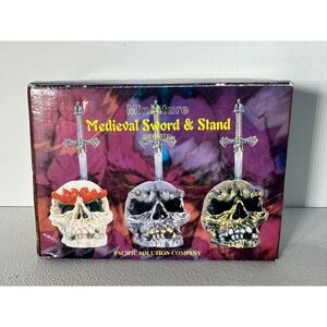 Pacific Solution Miniature Medieval Sword & Skull Stand Barbarian PN-003-4SL New